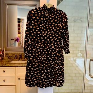Madewell mock neck black floral dress